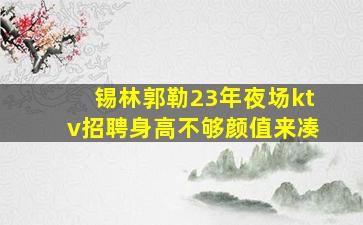锡林郭勒23年夜场ktv招聘身高不够颜值来凑